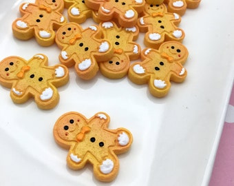 ジンジャーブレッドマン フラットバック樹脂カボション 3個、34 mm