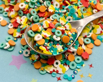 Mid-Century Kitsch-en Retro Style Non Edible Polymer Clay Fake Sprinkles with Heishi Beads and Glitter, Resin shaker embellishment E40