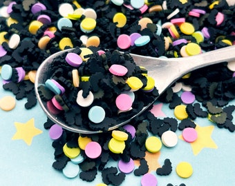 MONSTER MASH MIX Bats and Confetti Rounds Halloween Sprinkle Mix, Polymer Clay Fake Sprinkles, Decoden Funfetti Jimmies V234