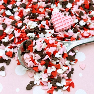 Waffle You Be Mine Sprinkle Mix with 1 Waffle Cab, Polymer Clay Fake Slices, Valentines Day, Fake Bake Fimo Table Scatter Confetti V6