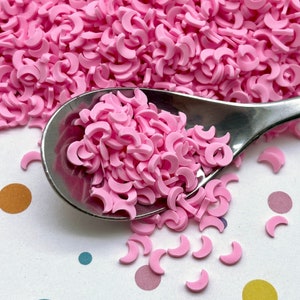 Pastel Pink 4mm Harvest Crescent Moon Polymer Clay Sprinkle Slices, Fimo Fake Bake Table Scatter Confetti, Tumbler Shaker Fill, S137