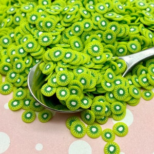 Rebanadas de kiwi de arcilla polimérica, rebanadas para decoración de uñas, frutas artificiales, frutas en miniatura, R41