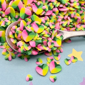 Arcilla polimérica multicolor con efecto tie-dye, tamaño 2, no comestible, con forma de corazón, ideal para decorar uñas de San Valentín, relleno para vaso agitador K231