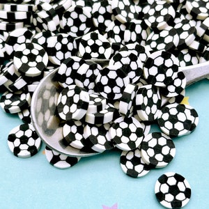 Rebanadas de arcilla polimérica con forma de balón de fútbol, rebanadas para decoración de uñas, chispas falsas, adornos de resina deportiva M123