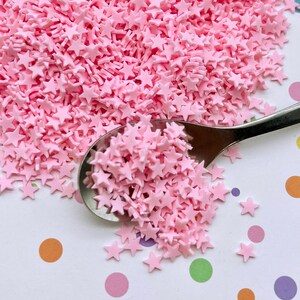 PASTEL PINK STAR Sprinkle Mix, Polymer Clay Fake Sprinkles, Decoden Funfett Jimmies, S53