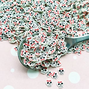 Day Of The Dead Skull and Crossbones Halloween Polymer Sprinkles, NON EDIBLE Spooky Faux Sprinkles, Polymer Clay Fake Sprinkles, N221