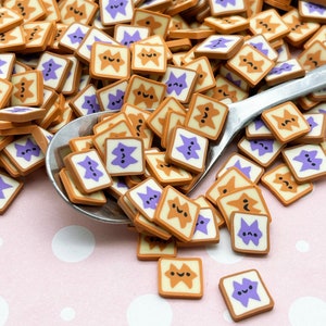 Larger PBJ Polymer Clay Non Edible Sprinkles, Miniature Peanut Butter and Jelly Toast, M86
