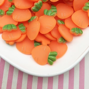 10 cabochons de carottes en PVC souple à dos plat, cabochons de légumes à dos plat # 1644