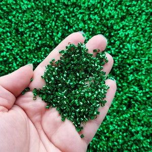 Green Metallic Crispy Bingsu Beads for Crunchy Slime, Iridescent Straw Beads, 3D Glitter, Slime Supply,