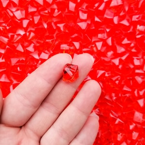 25 Small Red Plastic Gemstone Chunks, Resin Gem Stones, Faux Acrylic diamonds,  Caviar Chunks, F553