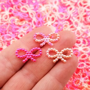 20 cabujones pequeños de flamencos rosados y naranjas con forma de lazo abierto perlado, molde de resina para hacer cocteleras, adorno para teléfono celular, 1330