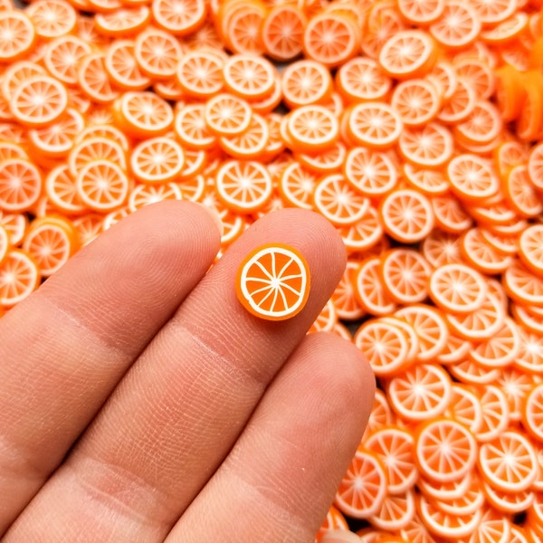 Grandes tranches de fruits orange mandarine en pâte polymère, décorations pour ongles, faux fruits, fruits miniatures, embellissements en résine, choisissez votre quantité, R6