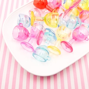 4 Miniature Acrylic Plastic Dollhouse Wine Glass Charms, Resin Keychain Pendants for Decoden Food, Fairy Drinks and Doll Props 178