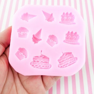 Birthday Cake Ice Cream Cupcake Candy Dessert Silicone Molds, Diy Kids Crafts Cabochon Charm Pendant Mould Clay, Resin Etc,  Q167A