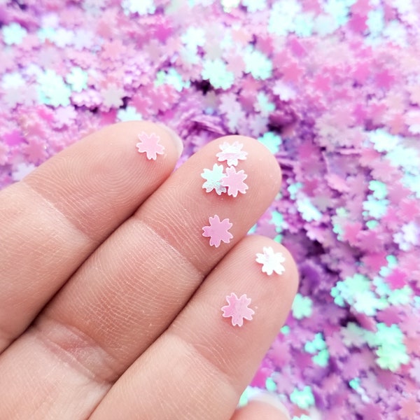 Iridescent Purple Shift Flower Glitter, Artic Shift Sakura Glitter, Nail Art Glitter, Deco, Flower Glitter, Pick Your Amount T115