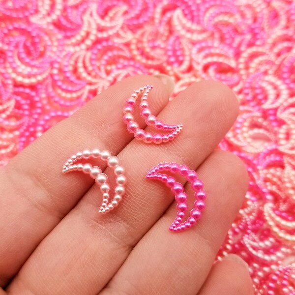 20 kleine Flamingo Pink und Orange kleine Perlmutt offene Mond Cabochons, Handy-Deko, #1207