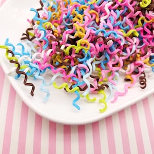 10 Fake Assorted Thin Chocolate Candy Curls, Decoden Miniature Food, #252a