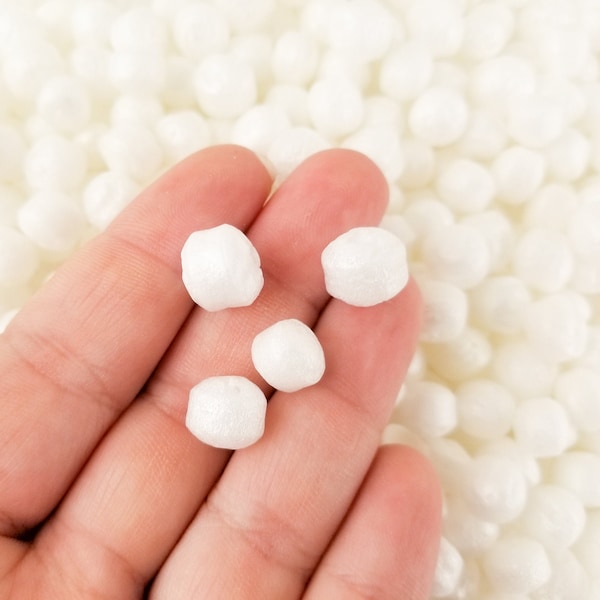 White Marshmallow Style Foam Beads for Slime, 4 cups by volume