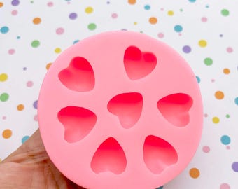 7 Cavity Heart Mold for Cabochons Charms and Pendants, Mould for 20mm Clay or Resin Hearts, Q96