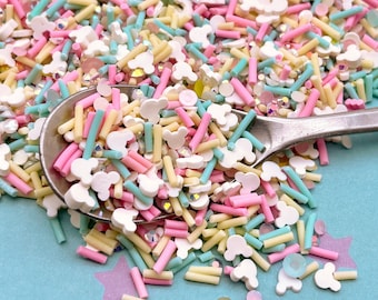 Ever After Mouse Ears Mix, Flatbacked Resin Rhinestones with Pastels Polymer Clay Fake Sprinkles, Table Scatter Confetti K148