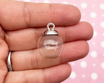 10 Silver Tone Bead Caps for Glass Dome Terrarium Pendant sets, Pick your globe size Q179