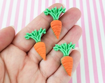 8 Matte Carrot Cabochons, Carrot Cabs, Dollhouse food Cabochons, Resin Food Cabochons, #536