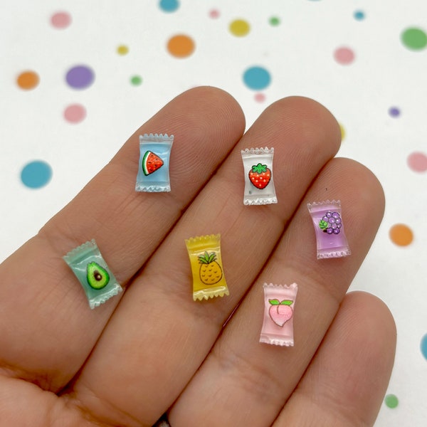 25 Tiny Sweets Flat Backed Candy Cabochons for Nail Decoration, Resin Embellishment, Shaker Molds, Miniature Flatback Cabs L289