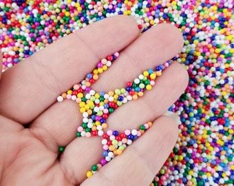 NON EDIBLE Faux Rainbow Glass Nonpareil Sprinkles, 2mm Pick Your Amount, Decoden Rainbow Funfetti Jimmies, Faux Caviar Beads, G49