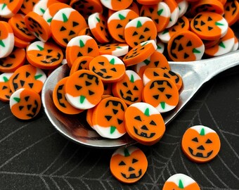 Large 10mm Autumnal Pumpkin Halloween Polymer Clay Sprinkles, Spooky Fake Bake Fimo Table Scatter Confetti, Tumbler Shaker Slime Supply N210