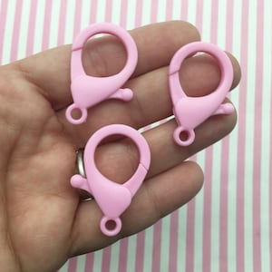 Five Huge Pink Acrylic Plastic Lobster Clasps, Resin Bocklebee Claw Hook F532