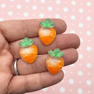 6 cabochons de légumes carottes oranges en résine à dos plat scintillants, cabochons de légumes en plastique acrylique à dos plat scintillants 370a