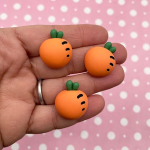 5 cabochons de carottes orange à dos plat en résine mate 25 mm, cabochons de légumes à dos plat en plastique acrylique, n° 313a