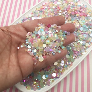 10 Grams Multi-size Mixed Color AB Jelly Rhinestones, Pastel Multi Color Flat Backed Resin Faceted Cabs 3mm 4mm 5mm 6mm OT18