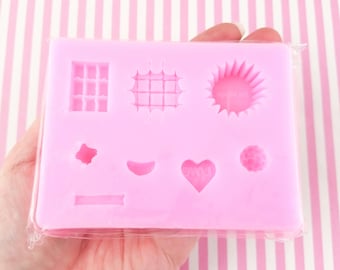 Kawaii Sweets Themed Silicone Cabochon Mold, Candy Food Waffle Moulds, Candy, Clay, Resin Etc, Q21A