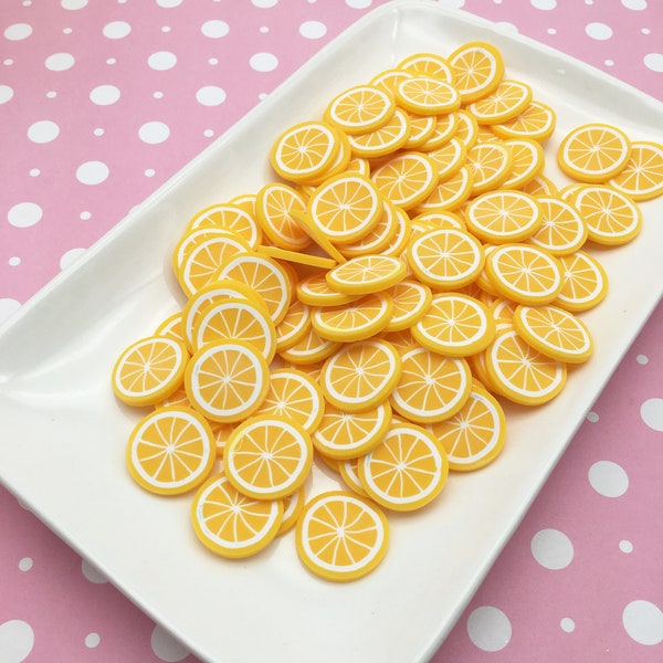 10 grandes tranches de fruits oranges en pâte polymère, faux fruits, fruits miniatures, n° 662