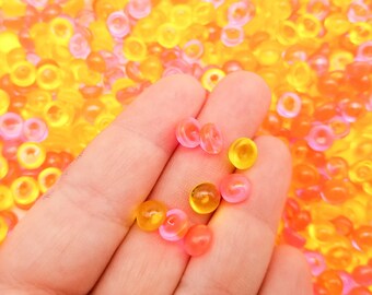 100グラム（3 1/2オンス）ピンクレモネードミックス樹脂フィッシュボウルスラッシービーズ、カリカリスライムとクラフト用、アクリルプラスチックフィッシュボウル