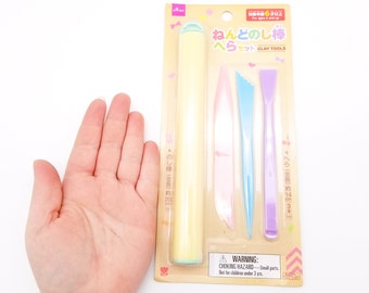 3 Daiso Sculpting Tools with Rolling Pin, Great for Fondant,Ceramics,  Clay Tools, Slime Etc...
