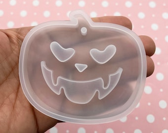 Halloween Pumpkin Jack-o'-lantern Pendant Charm UV Mold, Clear Silicone Resin Ornament Moulds, Q91B