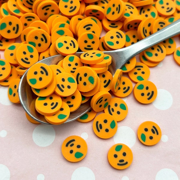 Large Polymer Clay Kawaii Face Orange Tangerine Slices, Nail Art Sprinkles, Faux Miniature Fruit Resin Embellishments M59