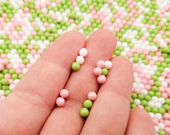Pastel Dango Dumpling 4mm Round Resin Boba Caviar Pearls, Faux Nonpareil Acrylic dragees, Opaque Caviar No Hole Acrylic Plastic Beads, E64