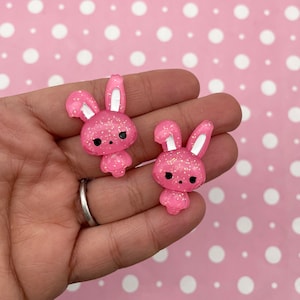 6 Glitzernde 33 mm Cabochons mit flacher Rückseite Kunststoff Glitter Kawaii Ostern Cabochons, #1650