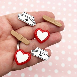 6 First Responders, Nurse Bandage Medical Flatbacked Resin Cabochons, Flat Backed Acrylic Plastic Health Care Cabs,  731