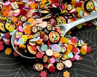 Pumpkins of Hallow Town, Halloween Polymer Clay Sprinkles, Spooky Faux Polymer Clay Fake Sprinkles, Fimo Table Scatter Confetti V203