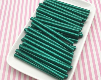10 Piece Emerald Green Glitter Hot Glue Sticks for Kawaii and Decoden, Wax Seals, Etc. (mini size)