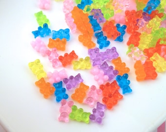 20 LIMITED COLOR Small Multicolor Gummy Bear Cabochons, Fake Resin Candy Cabs, Tiny Sweets for Nail Art, Accessories, Decoden Toppings #038