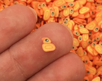 5mm Orange Rubber Ducky Polymer Clay Duck Bird Sprinkles, Fimo Fake Bake Inedible Table Scatter Confetti, Tumbler Shaker Slime Supply P60