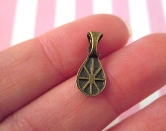 10 Brass Teardrop Pendant Bails, Bronze Glue On Flat Pad Jewelry Charm Findings, DIY Craft Findings b14