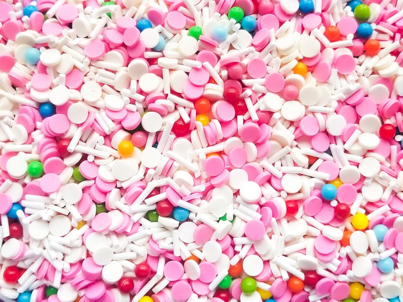 FROSTED ANIMAL CRACKER Pink with Rainbow Resin Chips | Etsy