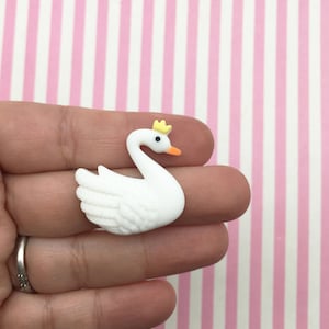 6 cabujones de cisne blanco de resina en miniatura, ideales para joyería, cabinas de cisne #1623b