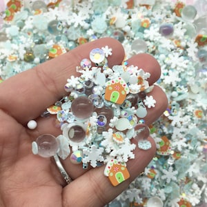 December Day Dream Mix, oneetbaar kerstvakantie kerstmis peperkoek huis nep polymeerklei hagelslag, kerstmis nail art plakjes, V74